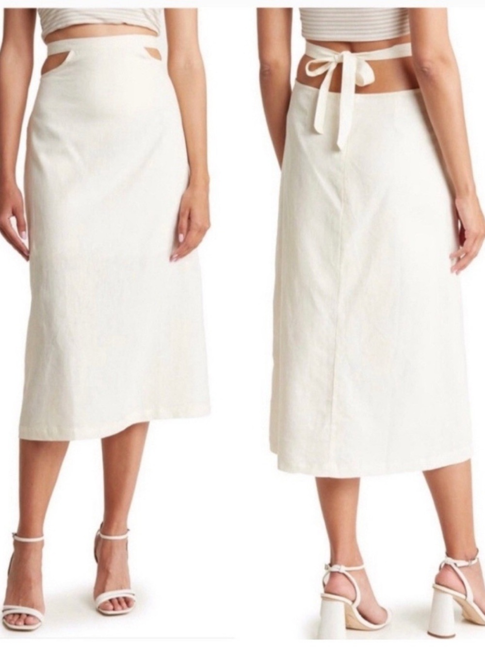 WeWoreWhat Cutout Waist Midi Skirt